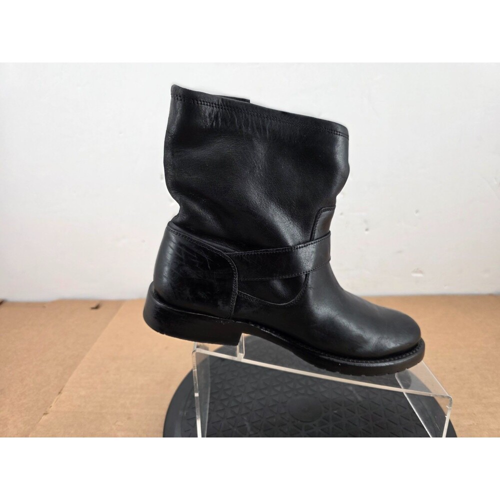 Frye Natalie Engineer Short Ankle Boots Women 's Size 7 B  Black Leather Biker - Picture 6 of 13